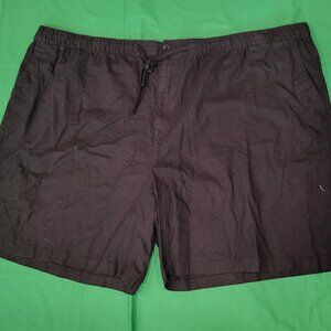 Island Passport Linen Cotton Shorts Men 6XL Black Drawstring Elastic Waist